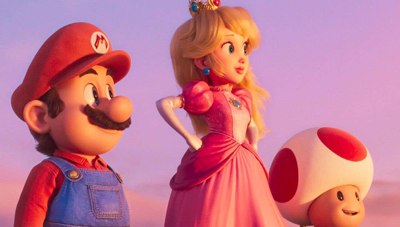 Mario, Peach and Toad from the Super Mario Bros. movie.